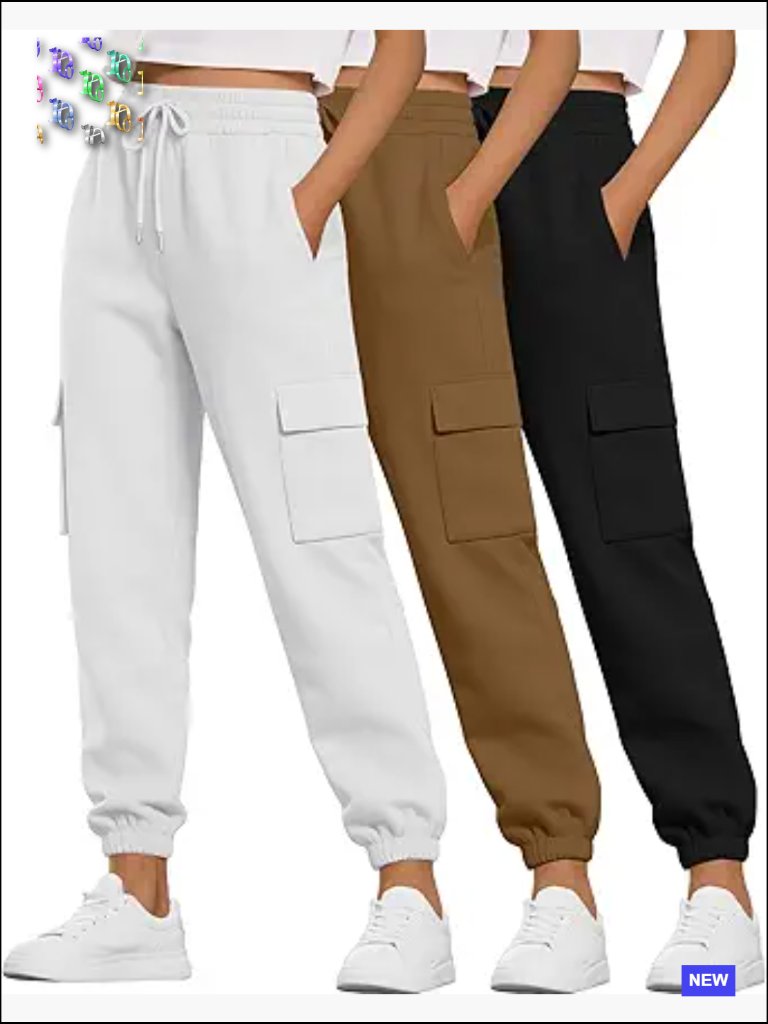 3 Pack Cargo Sweatpants Joggers High Waist Y2k Casual Gym Athletic Pants With